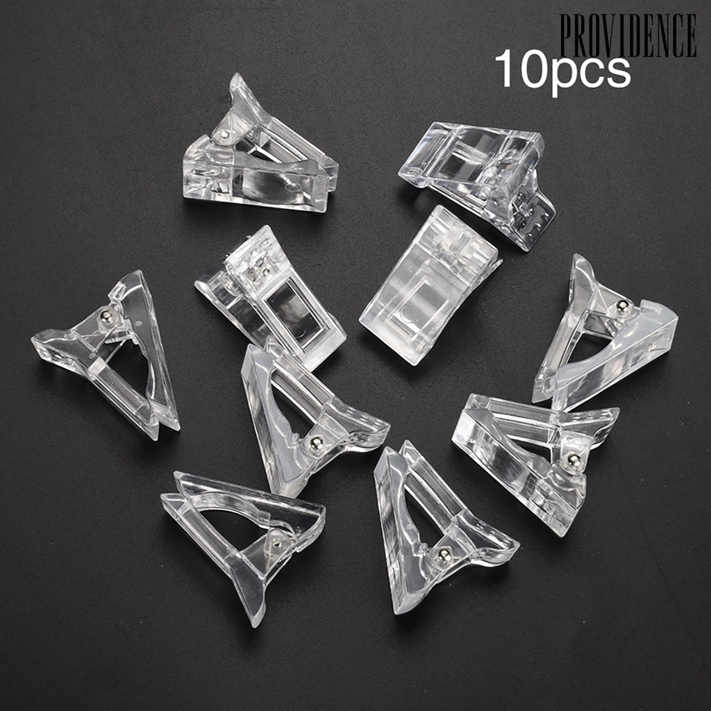 Providence 10Pcs/Set Nail Clip Practical Transparent Plastic Nail Decal Fixed Pincher for Girl