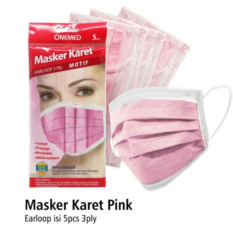 Masker karet 3ply isi 5pcs Onemed