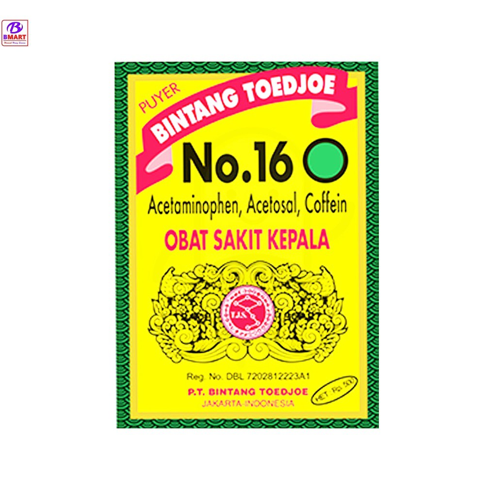 Bintang Toedjoe Puyer No.16 isi 12 Sachet - Obat Puyer Sakit Kepala-Gigi-Demam