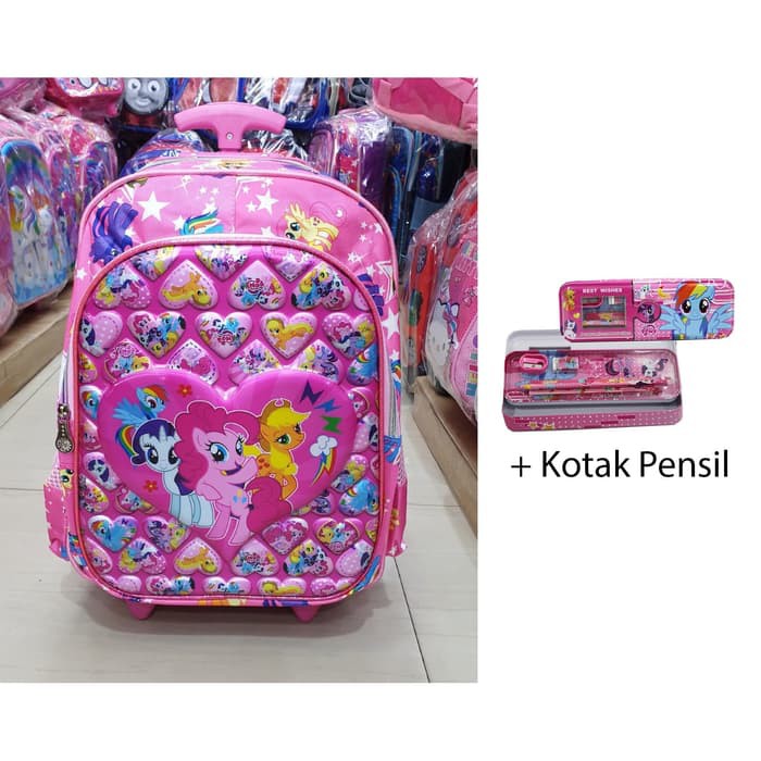 Gadis Anak Tas Troli Anak Perempuan Sekolah Dasar 1-3-5-6 Kelas 6 LR516  Dorong Sd Little Pony 5D Ti