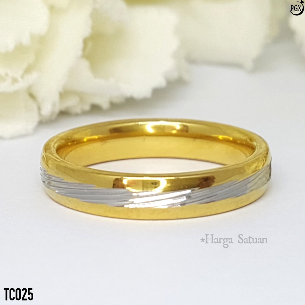 PGX Cincin Titanium Couple Silver Aksesoris Fashion Perhiasan Anti Karat - TC025