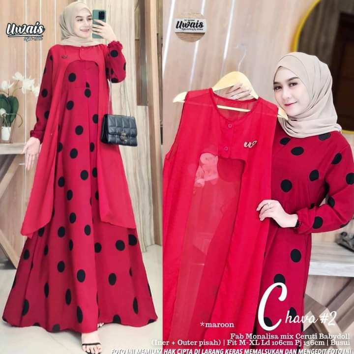 LANGSUNG KIRIM GAMIS  SUPER JUMBO PLUS OUTER CERUTY PISAH// Gamis MONALISA SUPER JUMBO LD 130[ BB 95-120 KG] //OUTER CERUTY BEBYDOLL