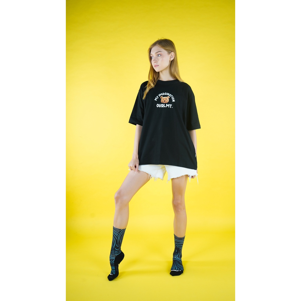 OVERLIMIT BLACK TEDDY IMAGINATION | T-SHIRT OVERSIZE | KAOS OVERSIZE | STREETWEAR | HITAM