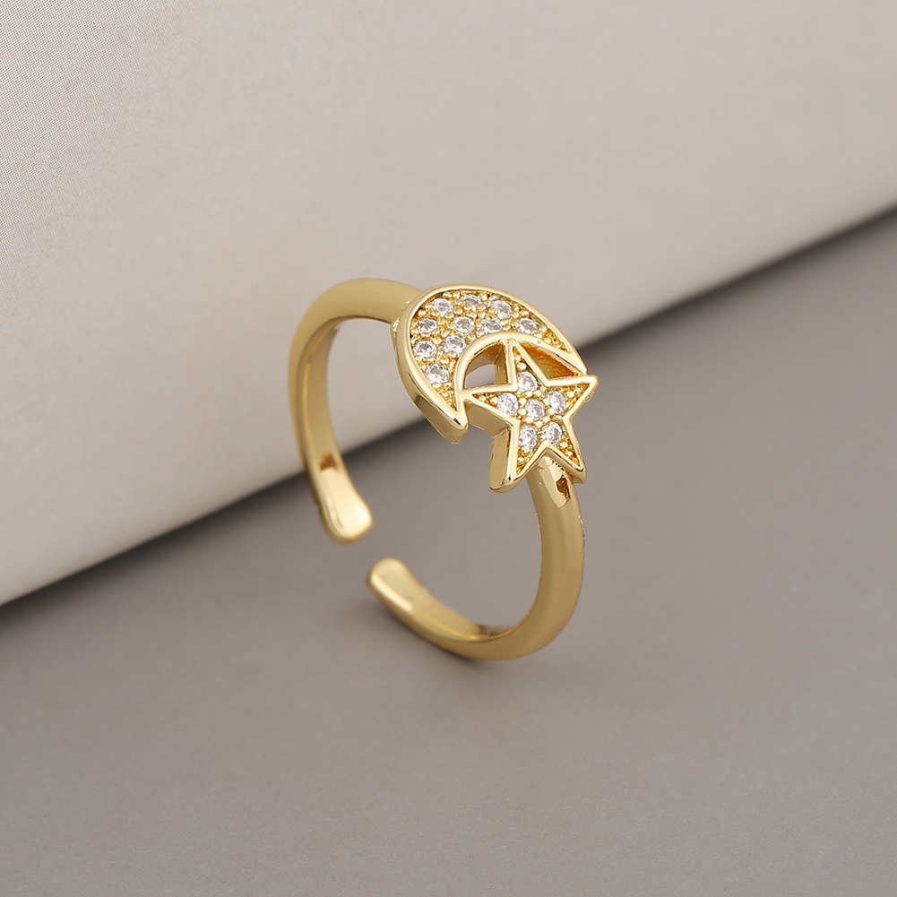 In Golden Moon XINGX cincin perhiasan elegan mikro bertatahkan ekor cincin wanita