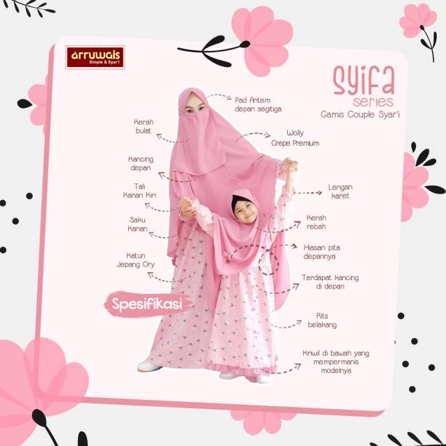 READY GAMIS KATUN JEPANG COUPLE IBU ANAK SYIFA SERIES ARRUWAIS
