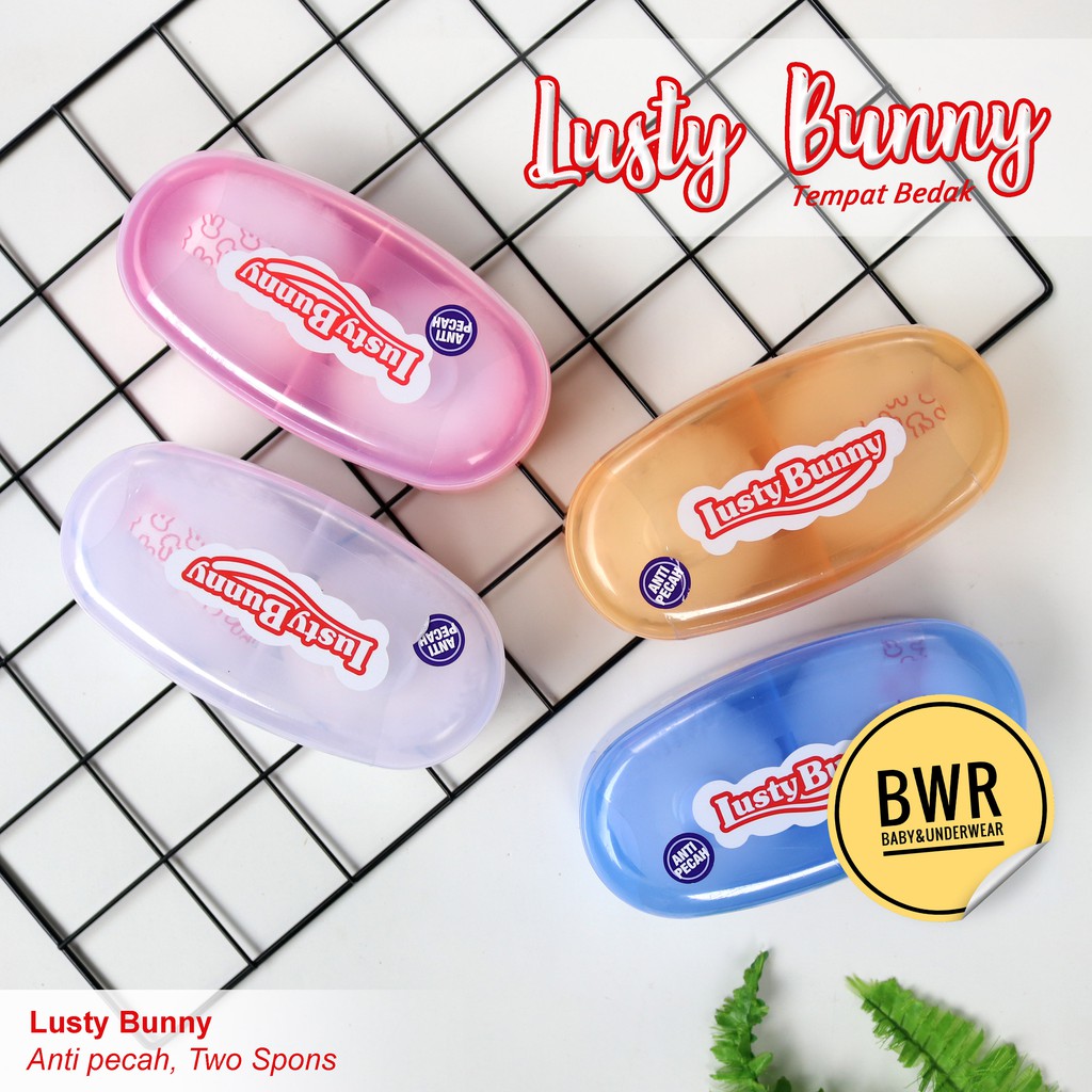 Tempat Bedak Lusty Bunny TB1516 / TB1530 Anti Pecah 2 With Puff Original Bunny - Bwr IX