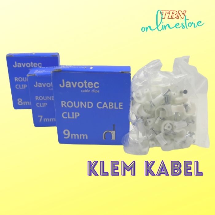 Klem Kabel Round Cable Clip Javotec 6mm 7mm 8mm 9mm 12mm isi 50 pcs