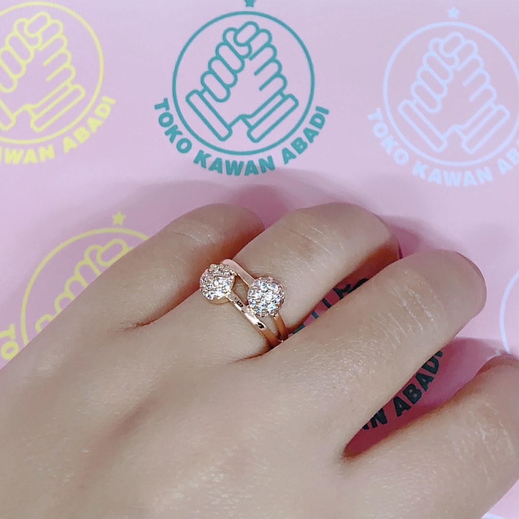 Cincin Xuping Gold Fashion Wanita Motif Permata Merah Kuwaci Tengah Perhiasan Wanita *54