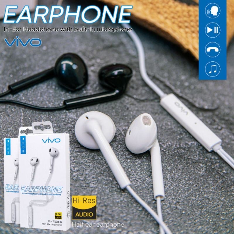 HF HEADSET ORIGINAL VIVO PUTIH HITAM