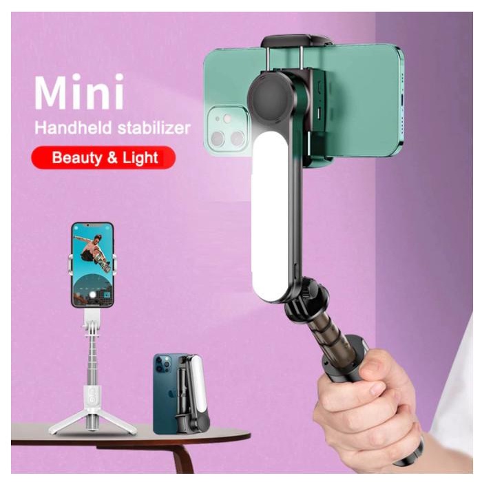 Gimbal Stabilizer HP L09 Selfie Stick Tripod Shooter Lampu Smartphone