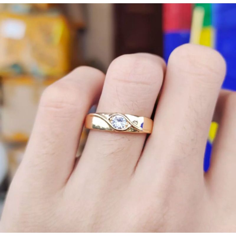 cincin mata satu cocok untuk tunangan/pernikahan rosegold fashion wanita/pria titanium original anti luntur