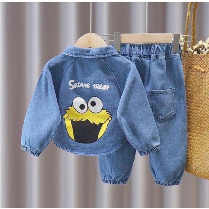 setelan joger jeans anak perempuan terbaru 1-5 tahun