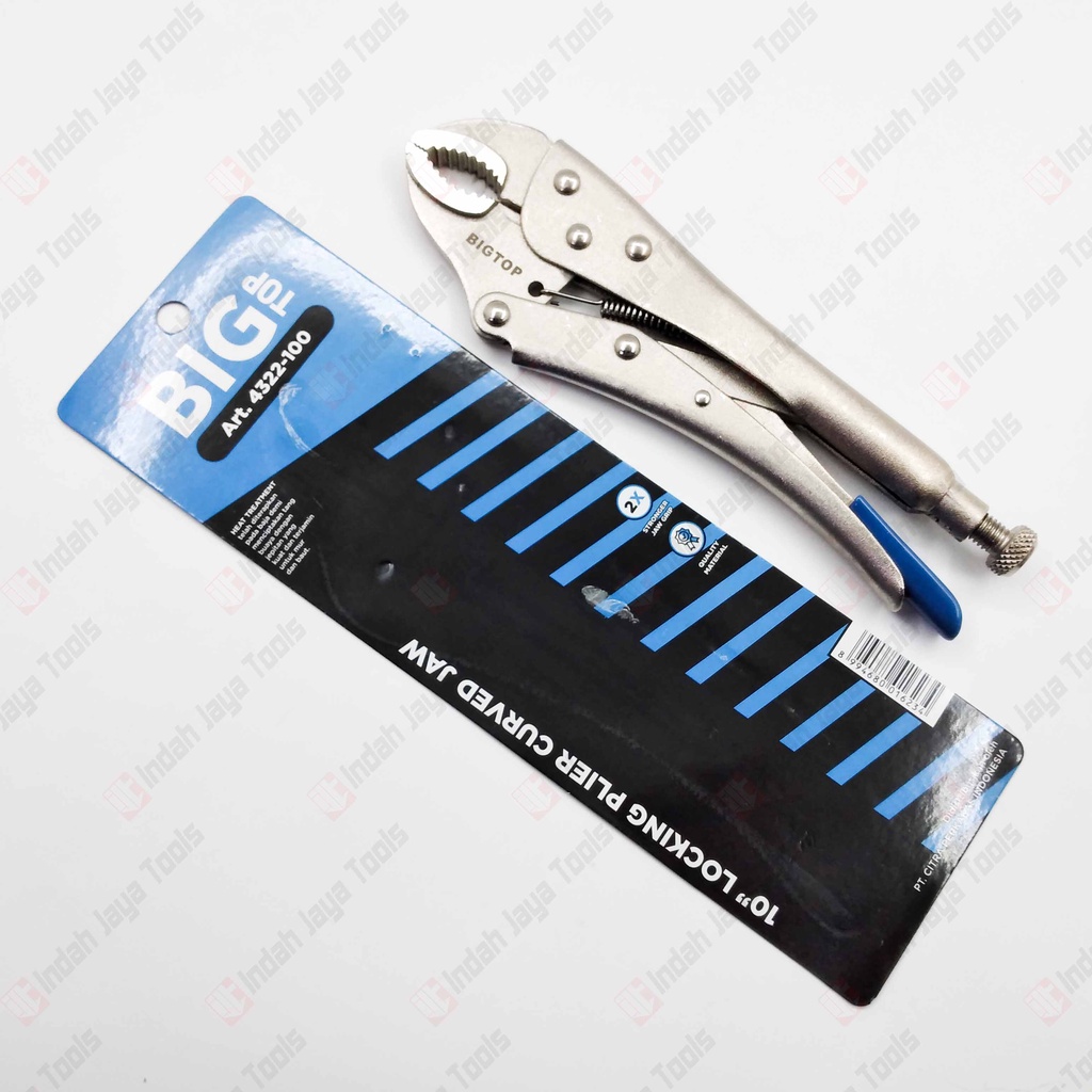 BIGTOP 4322-100 Tang Buaya Bulat 10 Inch Bengkok Locking Plier Jaw
