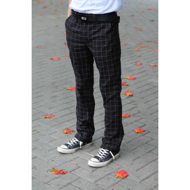  CELANA  TARTAN  BLACK Shopee Indonesia