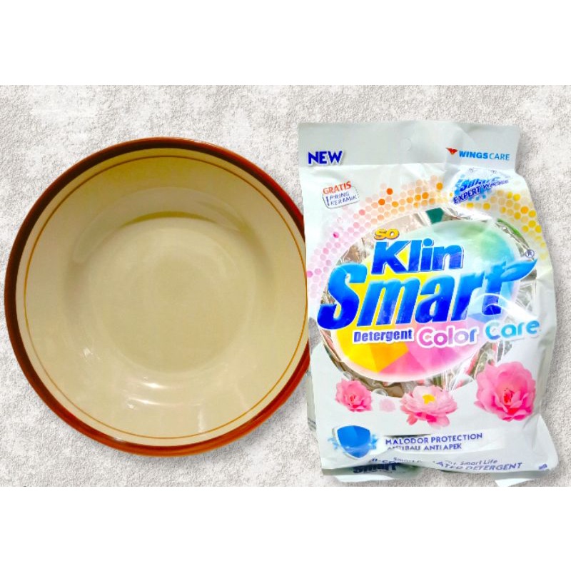 SOKLIN SMART DETERGEN COLOUR DAN SOFTENER 800GRAM GRATIS PIRING