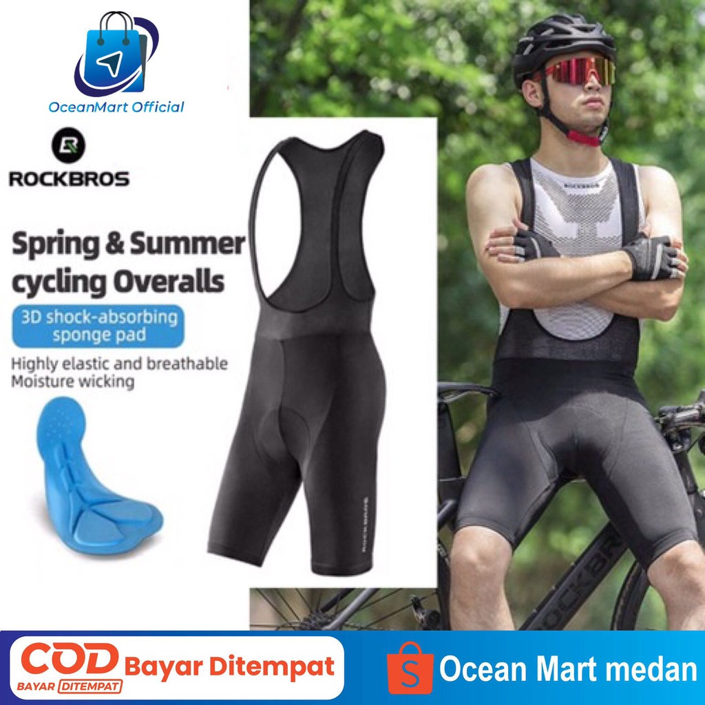 Celana BIB Sepeda Rockbros RK2002 Men Cycling Short Pendek Pria Gowes Roadbike Aksesoris Sepeda