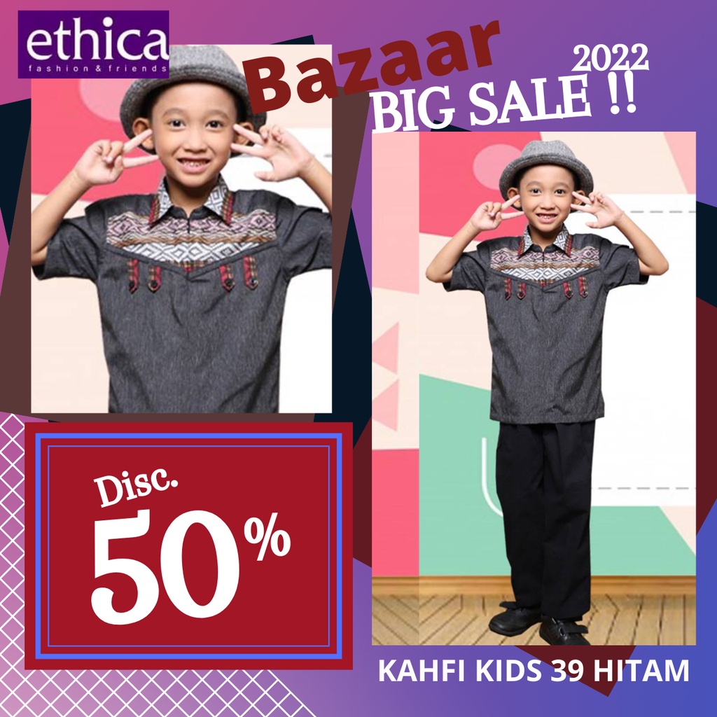 BIG SALE 2022 / BAJU STELAN ANAK ETHICA KAHFI KIDS 39 HITAM / BAJU ANAK ETHICA KAHFI KIDS PROMO / PR