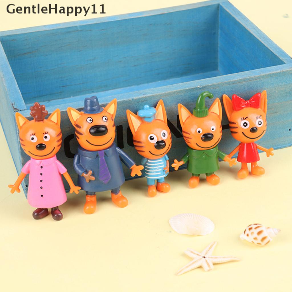 Gentlehappy 5x Three Little Kittens Action Figure Mainan Kartun Rusia Anime Mini Happy Cats