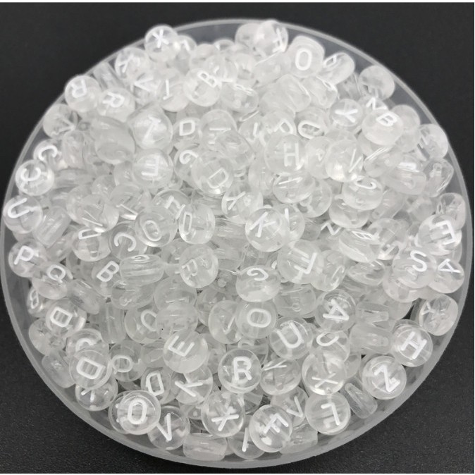 100 Pcs Manik-Manik Bentuk Oval 26 Alfabet Ukuran 4x7mm Warna Putih Untuk Membuat Perhiasan Gelang Kalung