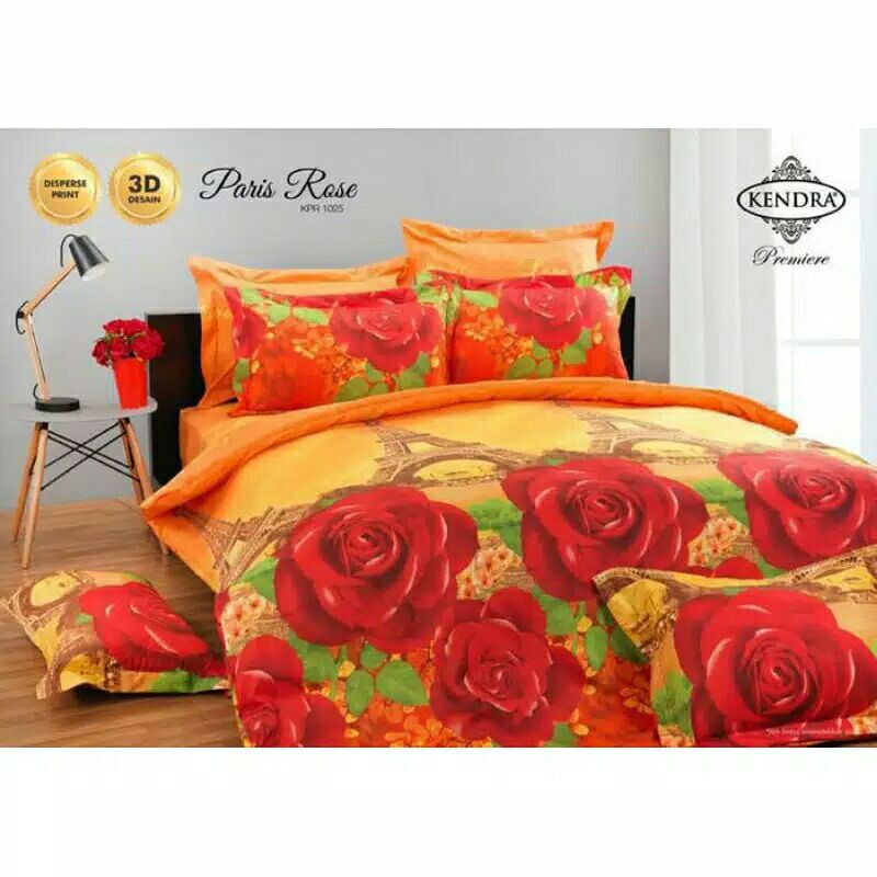 BEDCOVER + SPREI RUMBAI 180X200 KENDRA PREMIER PARIS ROSE