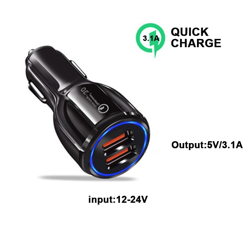 Charger Mobil Fast Charging 2 Ports USB 6A Car Charger Qualcomm Quick Charge 3.0 Mobile Phone Charging Adapter