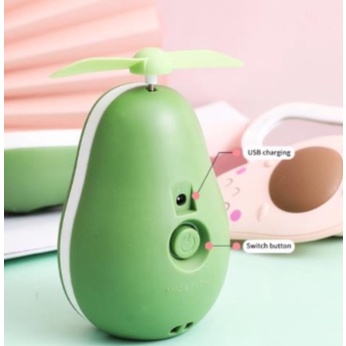 [MH] Kipas Cermin Makeup Led 3in1 Avocado Mini Fan Led Mirror USB Charger