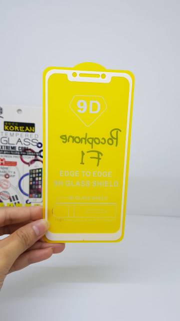 KOREAN Tempered Glass Xiaomi Pocophone F1 6.18&quot; FULL SCREEN Guard Xiaomi Poco F1 FULL LEM FULL LAYAR