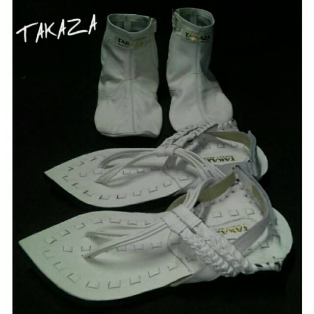 Sandal Terompah Nabi Putih_Sandal Kulit Putih_Capal Putih