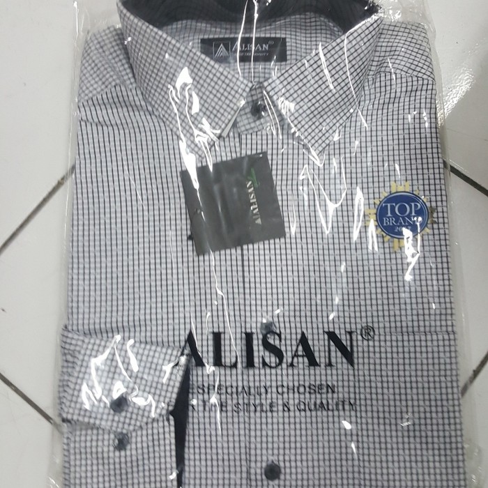 Kemeja Alisan Motif Kotak Kecil Reguler Lengan panjang Size 14-16