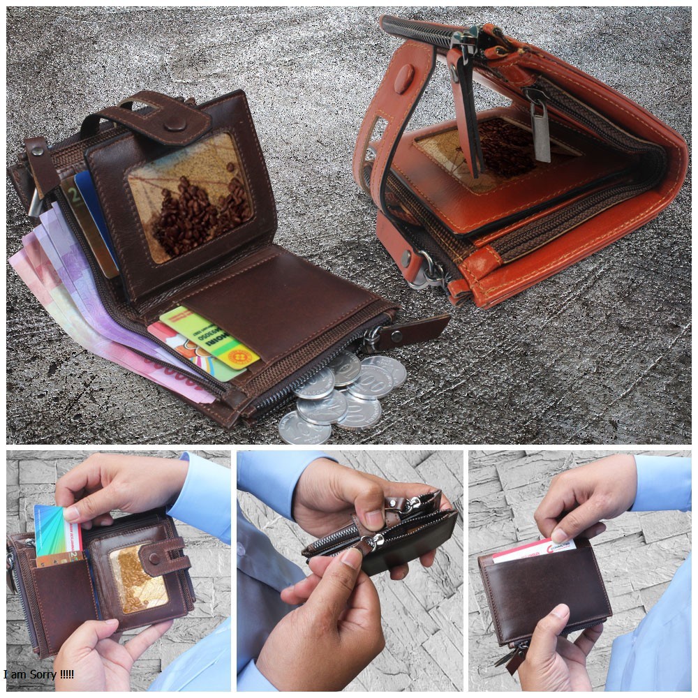 Dompet Kulit Sapi Asli Pria DOMPET KOIN Qi Leather D004