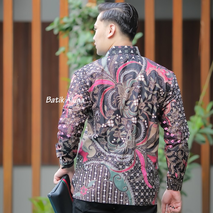 Kemeja Batik Atasan Pria Lengan Panjang Slim Fit Solo Premium  Prabuseno Katun BATIK ALUNA PL 002