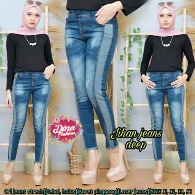 celana jeans jegging wanita jeans pinggang kolor celana legging rumbay street