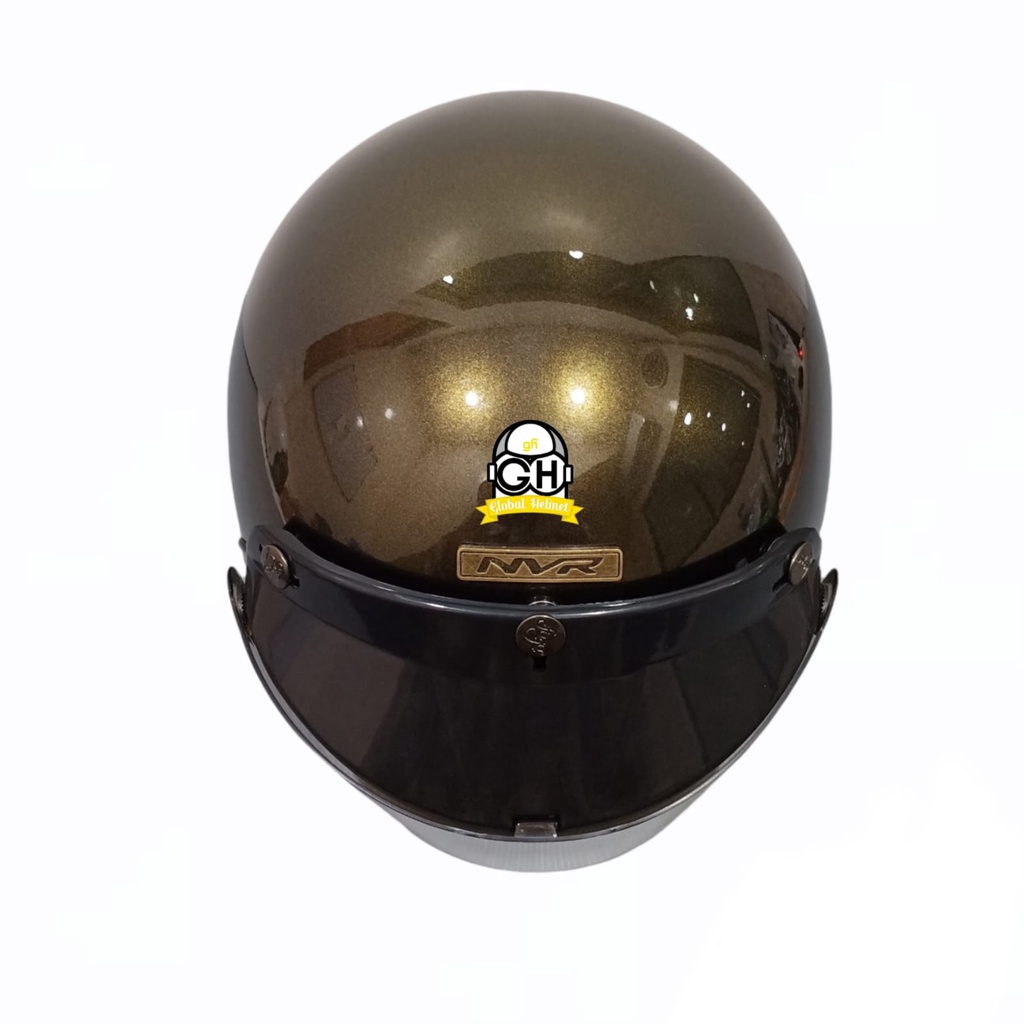 Helm Retro List Chrome Sparkling Helm Bogo Half Face SNI Free Kaca Flat