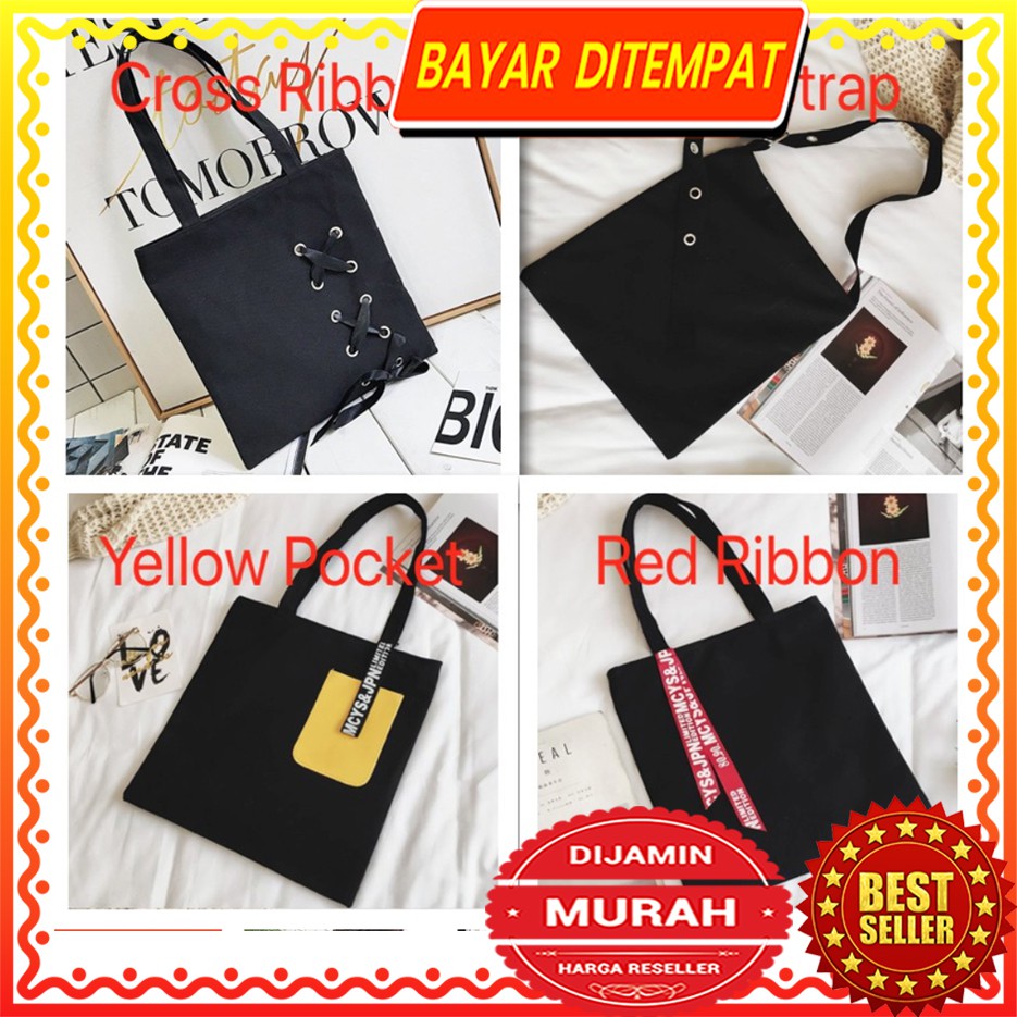 WYK38 Tas Tote Kanvas Wanita Canvas New Simple 4 Design Impor Brand New TKM