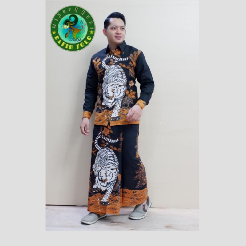 setelan baju Koko batik +sarung/clana /lengan panjang dan pendek motif harimau