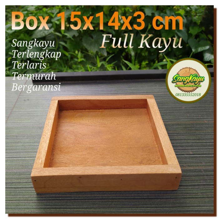 Wooden storage box 15x14x3 cm ful kayu kotak seserahan nampan hantaran