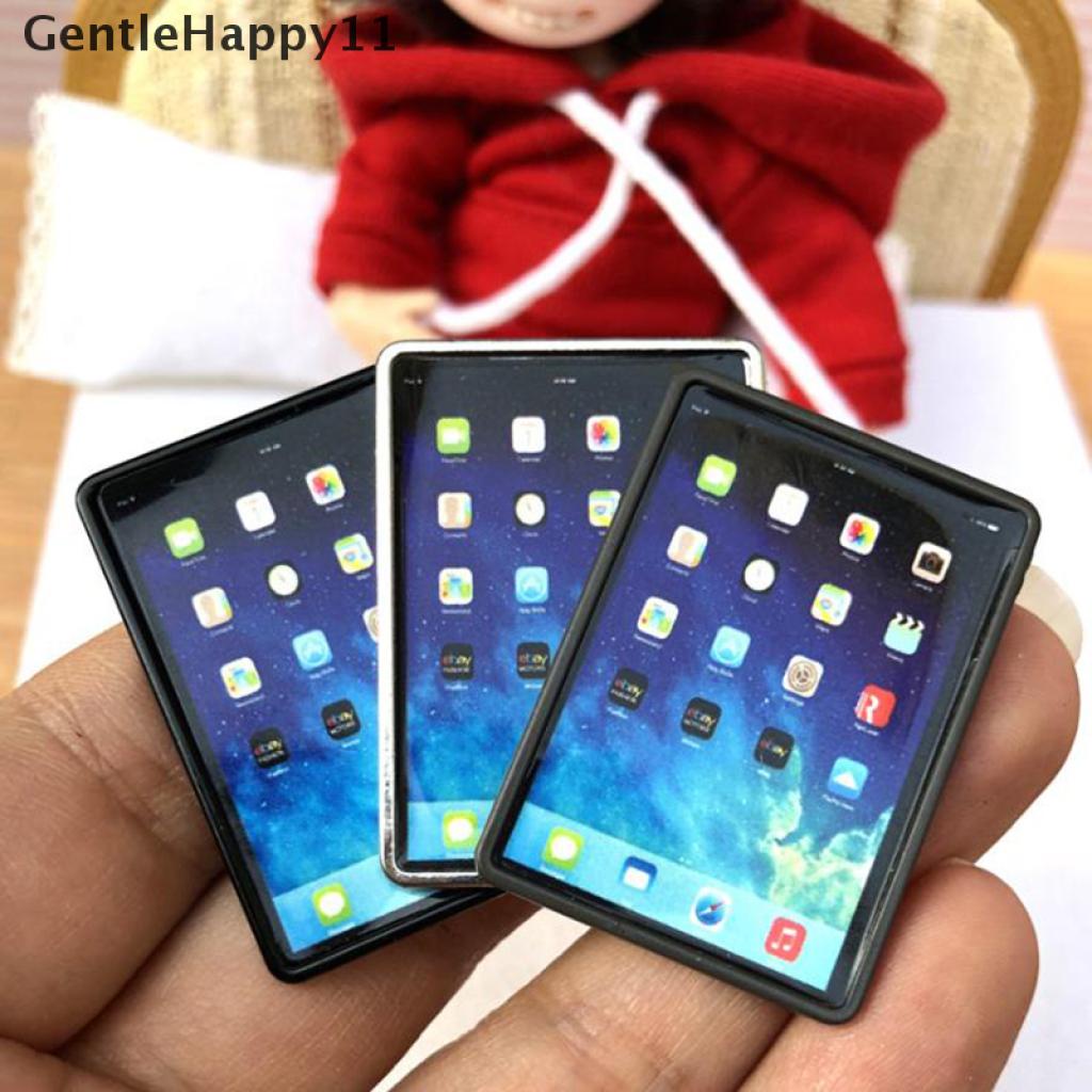 Gentlehappy 1:12rumah Boneka Miniatur Tablet Mini Laptop Komputer Model Boneka Dekorasi Rumah Mainan