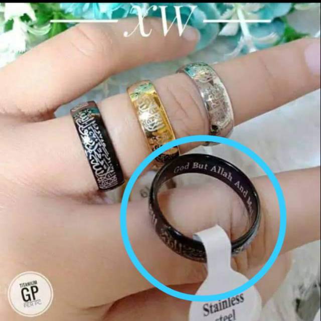 Cincin titanium lafadz tauhid hitam