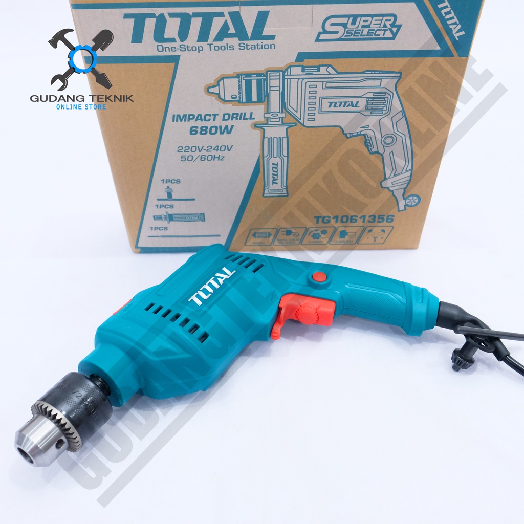 Mesin Bor Tangan 13mm TOTAL TG1061356 / Impact Drill TG 1061356 - Bor Tembok Beton Kayu TOTAL