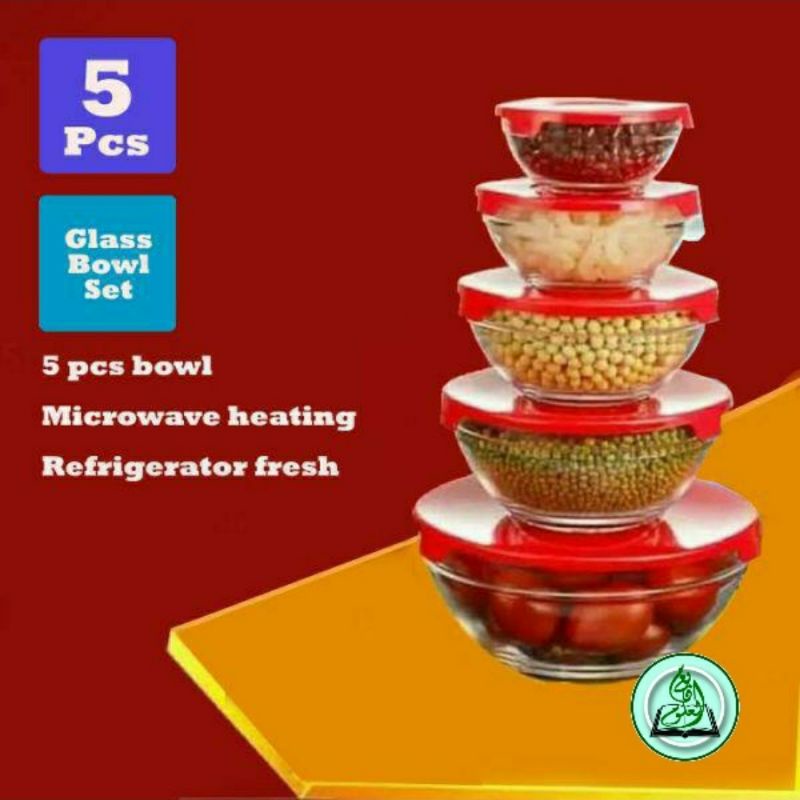 [5in1] Mangkok Beranak HC | Mangkok Kaca 5 Susun | Mangkok Set | Glassware Set | Toples Set | Rantan