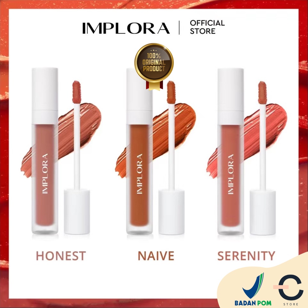 [BPOM &amp; ORI] IMPLORA Lip Velvet 6 varian warna | Lip Cream Lipcream Matte | Lipstik Lipstick | Lipvelvet | BPOM HALAL kosmetik bibir pelembab bibir