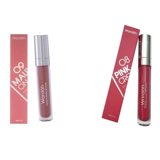 Wardah Exclusive Matte Lip Cream 09 Mauve On, 08 Pink Credible