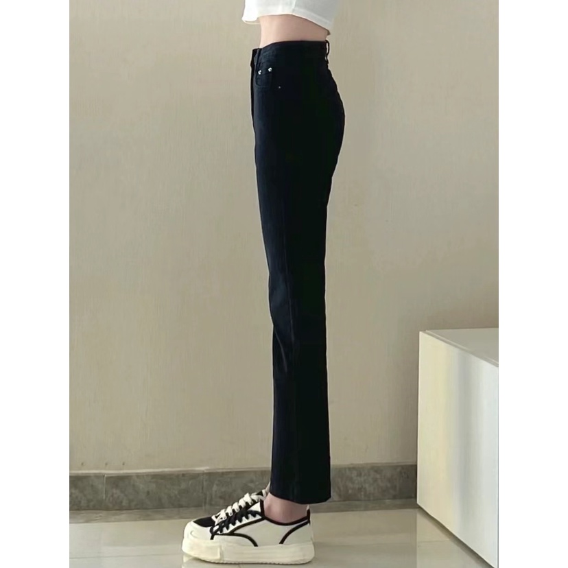 Diimpor Fashion Celana Pensil / Hitam Boyfiend Jeans Wanita / Celana Highwaist Jeans Polos Wanita