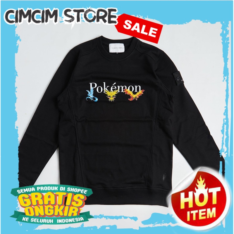 SWEATER TERBARU TERMURAH / W.Essentiels Pokemon Sweater Legendary Three Crewneck Noir Black