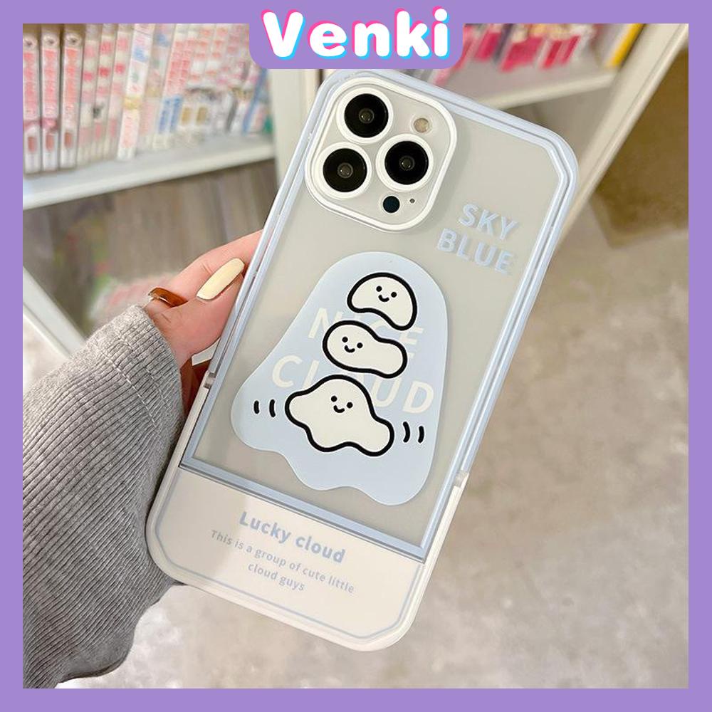 iPhone Case Acrylic Invisible Folding Stand Silicone Soft Case Shockproof Cover Camera Cloud Cute Cartoon Compatible For iPhone 11 Pro Max 13 Pro Max 12 Pro Max 7Plus xr XS Max