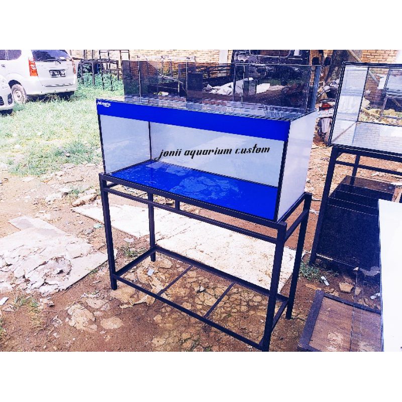 aquarium 100x40x40 8mm full stiker orecall kombinasi filter & tutup