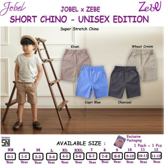 JOBEL Short Pants Chino Boy Unisex Edition Celana Pendek Anak- Kazel