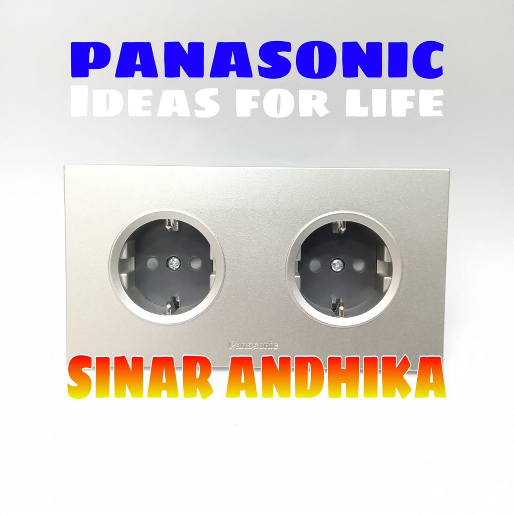 STOP KONTAK DOUBLE GROUNDING (CP) SILVER STYLE E PANASONIC WESJP 11222MWS