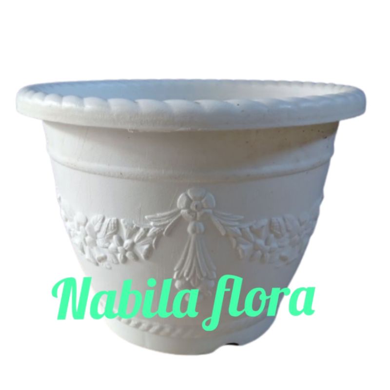 pot glory shalom warna putih tebal dan kuat diameter 40cm