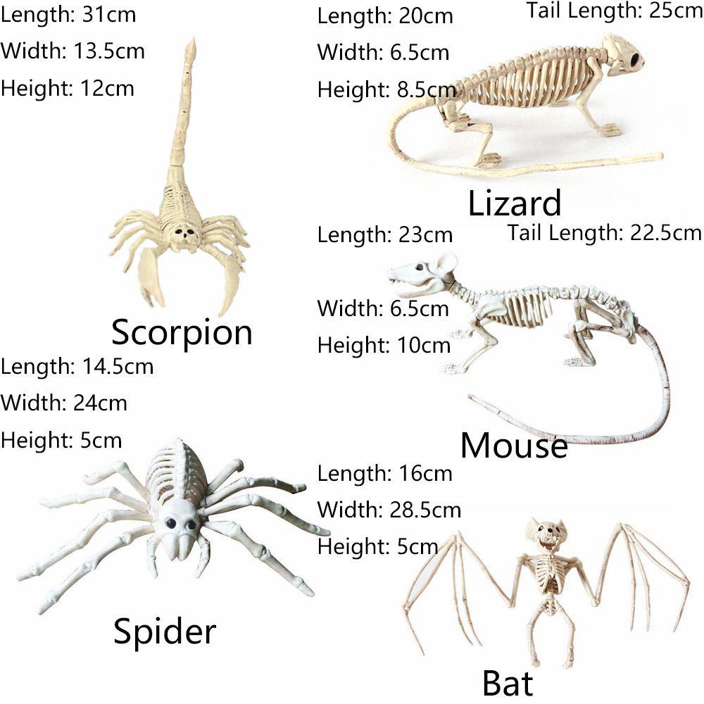 R-bunga Kerangka Hewan Kalajengking Spider Halloween Dekorasi Pesta Tikus Kelelawar Tengkorak Buatan